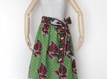 アフリカ布のギャザースカート（サッシュベルト付き）の画像