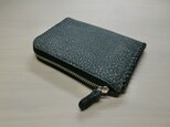 牛革・ダークグレー・スレ加工シュリンクレザー・Ｌ字ファスナー・コインケース・km0368