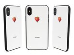 《iIchigo》チョコ いちご ハート  iPhoneX / iPhone10 レザーケースフルカバー（オフホワイト）