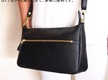 ★ハンドメイド★日本製★ソフト本革★斜め掛けショルダーバッグⅡ★クロ色★ゴールド金具★お財布★スマートフォン★