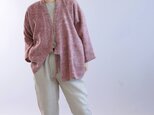 【wafu】厚地 起毛 リネン 作務衣 男女兼用 暖かい 羽織 和装  カーディガン/ 茜色 h037b-aki3の画像