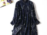 ★サンプル品セール★超お得  小花柄プリント　綿麻　長袖　ロングシャツ　ワンピース