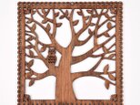ウッドフレーム「フクロウと木」（木の壁飾り Wooden Wall Decoration）の画像