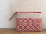 pouch[手織りミニポーチ]ナチュラルレッド×レッドファスナー