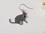 猫シルエットピアス サファイア 片耳