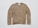 リネンニット mens/L 長袖プルオーバー（カーキ）の画像