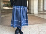 再再販☆彡手織りコットンギャザーロングスカート、ブルー、オールシーズン可の画像