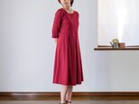 【M】アーミッシュ風シンプルワンピース◇七分袖（ワインレッド）*定番生地*の画像
