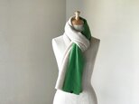 Pureカシミヤ筒編みのバイカラーマフラー Beigeの画像