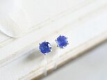 ブルーサファイア イヤリング ノンホールピアス 4mmサイズ 9月誕生石