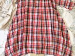 ★上質リネン100% チェックワンピース★赤終了