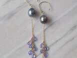 K14GF tanzanite & tahitian pearl pierceの画像