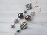 【ご専用】K14GF multi-stone & tahitian pearl simple pierceの画像