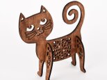 おちゃめ猫のオブジェ（木製インテリア）の画像