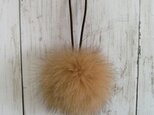 ¶ new antique fur ¶ ライトブラウンフォックスファー大き目ボンボンヘアゴムの画像