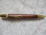 カシミールローズウッド　小豆杢　ガラスコート仕上げ　回転式ロングパトリオットボールペン　　の画像