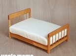ドール用ベッド ダブル(色:オーク) 1/12ミニチュア家具