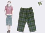 ブラックウォッチ風チェックの７分丈パンツの画像