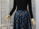 タータンチェック・サーキュラースカート青