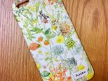 iPhone全機種/各種スマホ対応 名入れできます♡リバティ ワイルドフラワーパステルグリーン カバーの画像