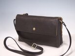 ★ハンドメイド★日本製★牛革★お財布ポシェット★サコッシュ★カブセ・L字ファスナー★斜め掛けショルダーバッグ★チョコ色★
