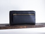 コインが取り出しやすいラウンドファスナー　長財布　姫路ヌメ　ブラック　aw-18hn