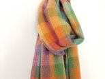 〈再販〉手織りのストール　ラムウール　カラフルスクエアⅤの画像