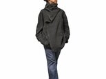 ジョムトン手織り綿マント風デザインジャケット 焦げ茶グレー系 Mサイズ（J-029-11M）の画像