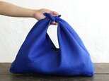 alinのあづま袋 M 50cm かごバッグに リネンあずま袋 マチ付き  （ロイヤルブルー）の画像