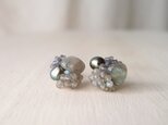 【天然石の刺繍ピアス】labradorite × iolite × pearl