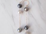 K14GF multi color triple tahitian pearl long pierceの画像