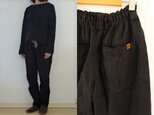 【完成品・Мサイズ】黒天日干し　極厚リネン　ゆるりパンツ