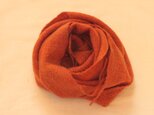 <sold>【カシミヤ　手紡ぎ・手織り】　マフラー　辰砂　銀朱　オレンジ系