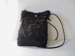 himi様オーダー品 天津ラムのたて長ポシェット（黒）