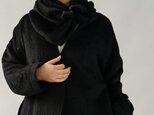 【wafu】2点セット wool100% スヌード と シュシュ フォーマルにも ネックウォーマー/黒 z006a-bck3の画像