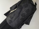 着物リメイク    ボトルネックプルオーバー    七分袖    紬     蔦模様織り出し柄の画像