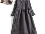 旬の着こなしを叶える　裏起毛　ジャガード織り生地ロングワンピース　ロングコート　ダークグレー