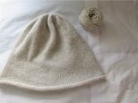 1点物　カシミア100％の縮絨ニットキャップ　グレージュの画像