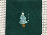 コットンの刺繍ハンカチ☆ホワイトクリスマスの画像
