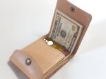【染色可】海外旅行用 コインケース付小さい紙幣のマネークリップ CMC-02k 小銭入れ付札ばさみ ヌメ革生成りの画像