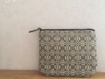 pouch[手織り小さめポーチ]グレー×ブラックファスナー