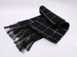 手織りミニマフラー(黒)の画像