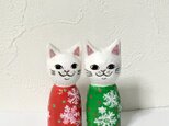 木彫りの猫　Xmasセットの画像