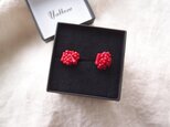 【天然石の刺繍イヤリング】red coral mix（S）