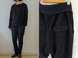【受注制作】ストライプ圧縮ウールニット　総裏すらりパンツ〈М・L・LLsize〉