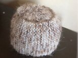 手編み☆モヘアのベールがかったニット帽［ナチュラル］の画像