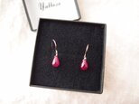 【K10】ルビーのしずくピアス／hook earrings