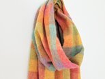 手織りのマフラー　ラムウール　カラフルスクエアⅩⅠの画像