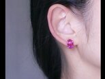 ピンクの蘭のイヤリング／マゼンタ　ピアス可の画像