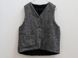リバーシブル＊ボアベスト＊黒白ヘリンボーン